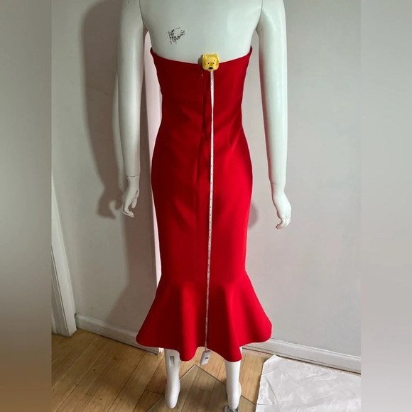 Cinq a Sept Red Strapless Luna Midi Sheath Mermaid Hem Dress Size 2 - Picture 5 of 10